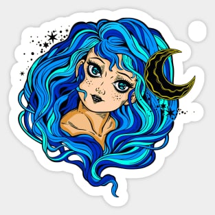 Crescent Moon Goddess Sticker